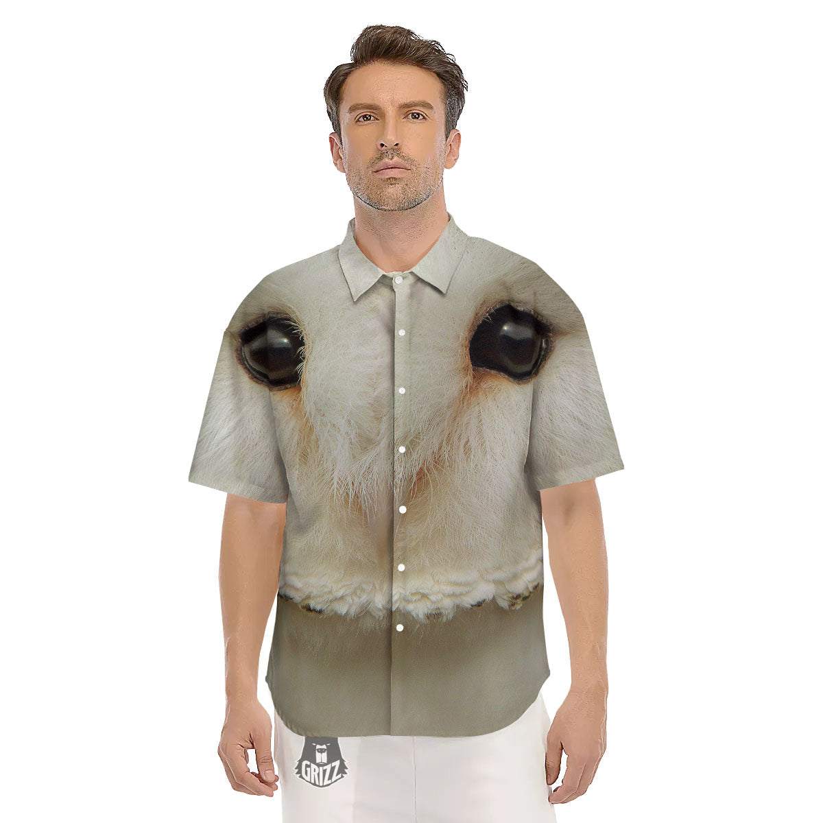 Barn Owl Print Men's Short Sleeve Shirts-grizzshop