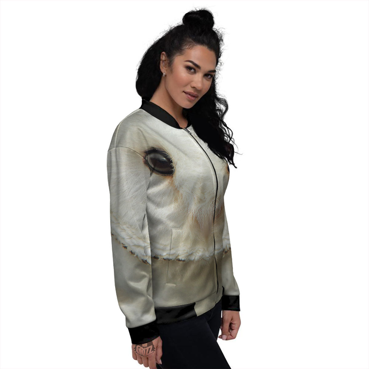 Barn Owl Print Women's Bomber Jacket-grizzshop