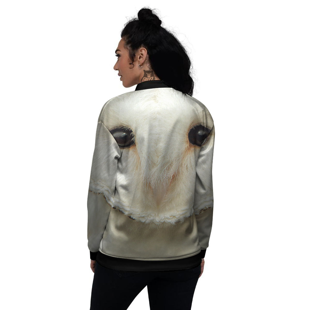 Barn Owl Print Women's Bomber Jacket-grizzshop