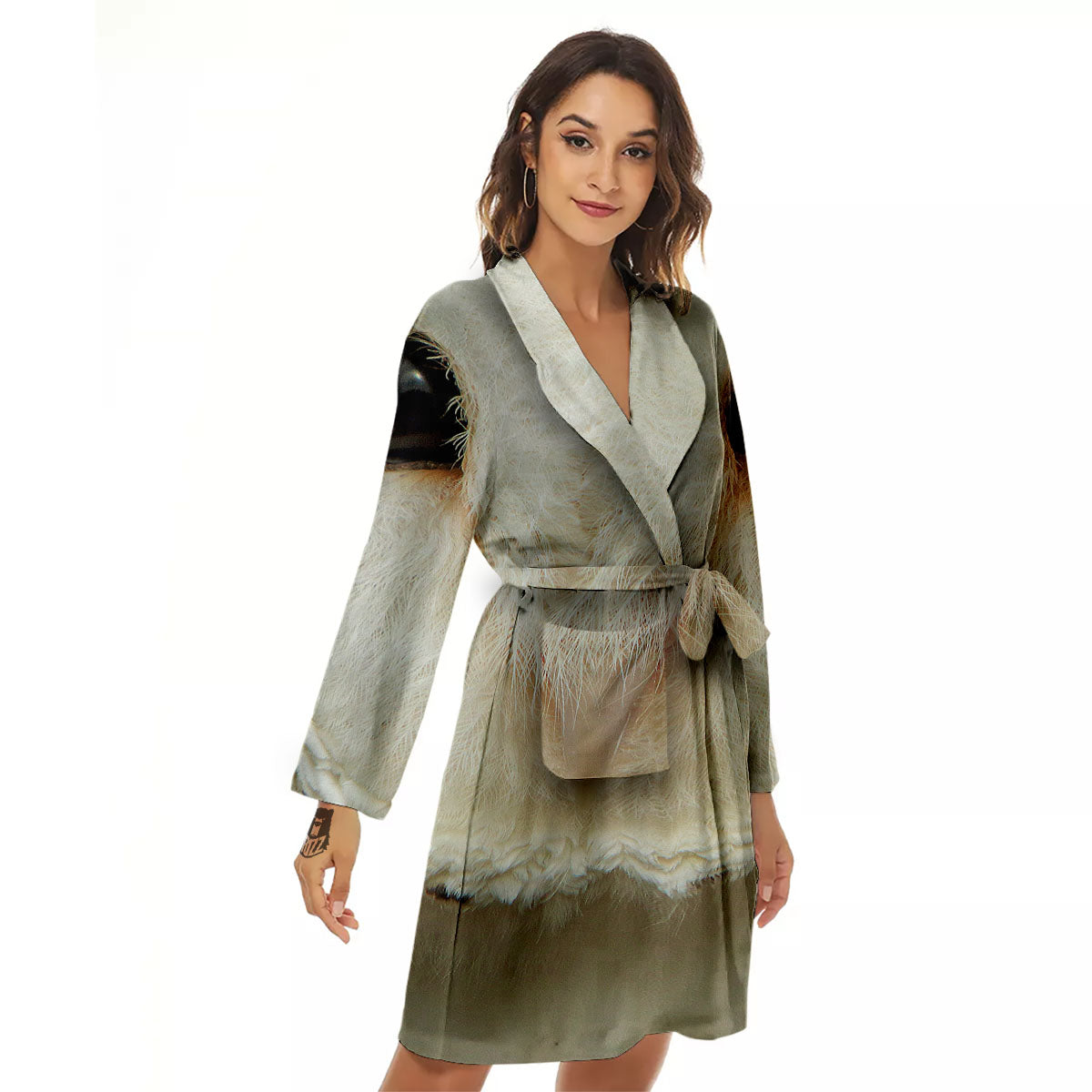 Barn Owl Print Women's Robe-grizzshop