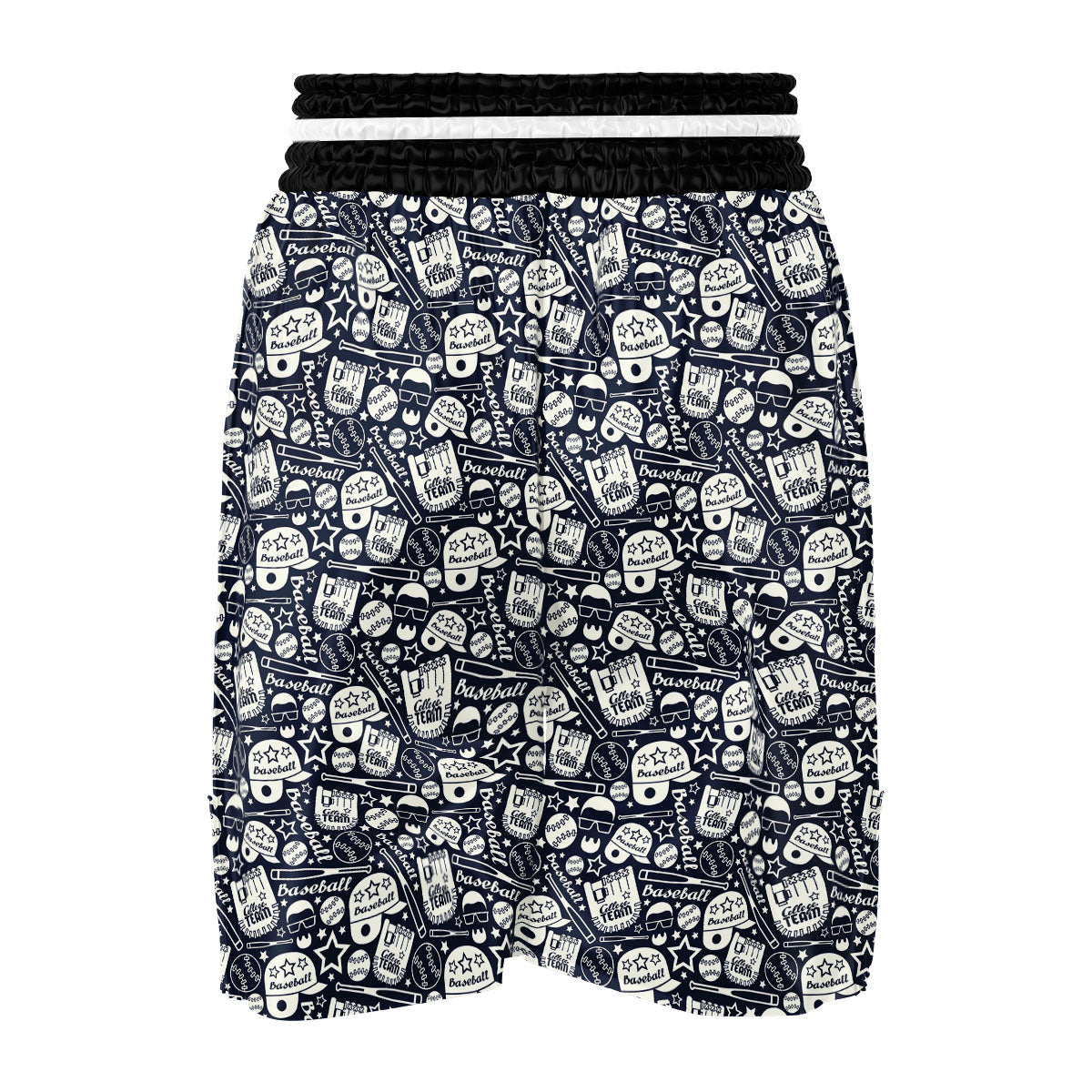 Baseball Black Print Pattern Boxing Shorts-grizzshop