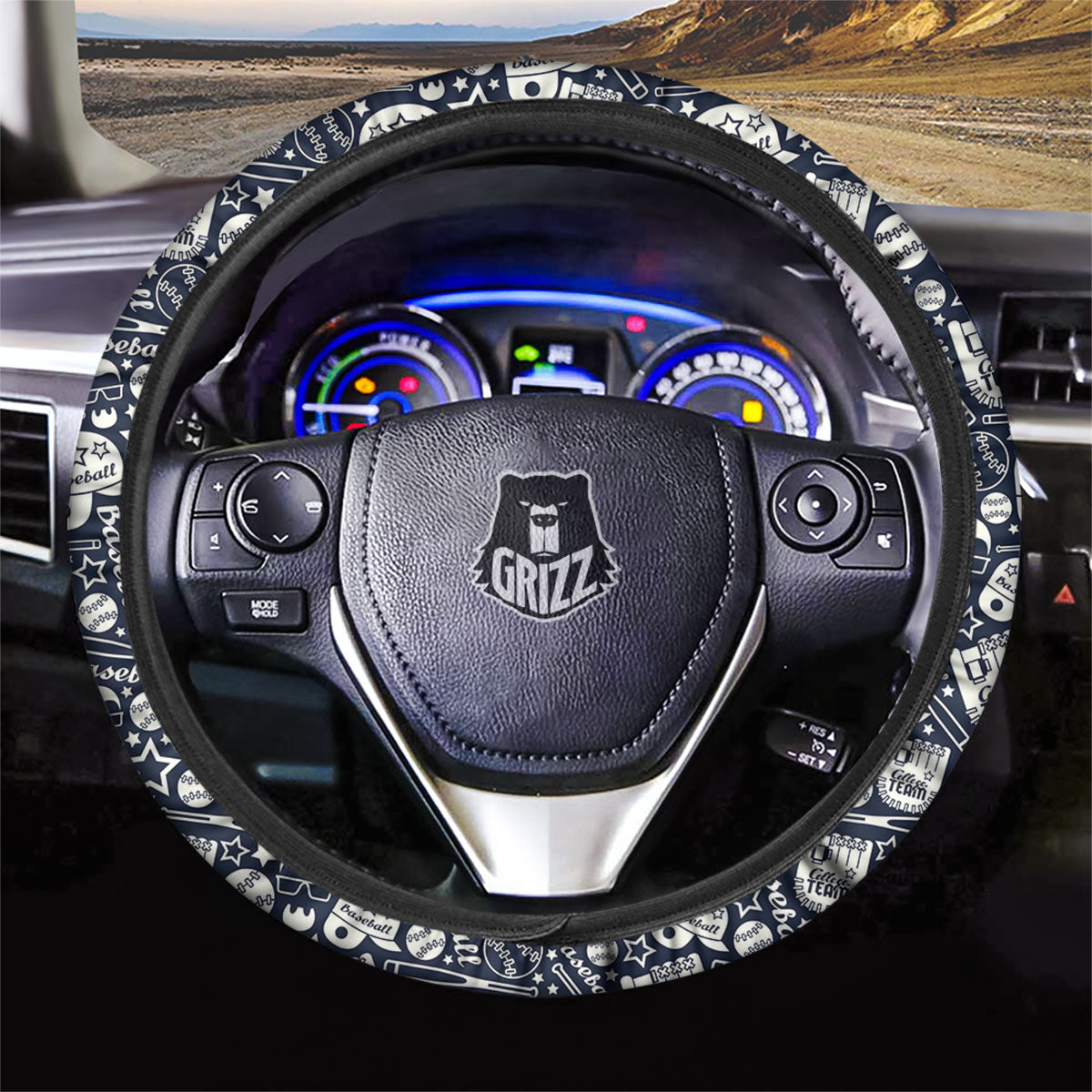 Baseball Black Print Pattern Car Steering Wheel Cover-grizzshop