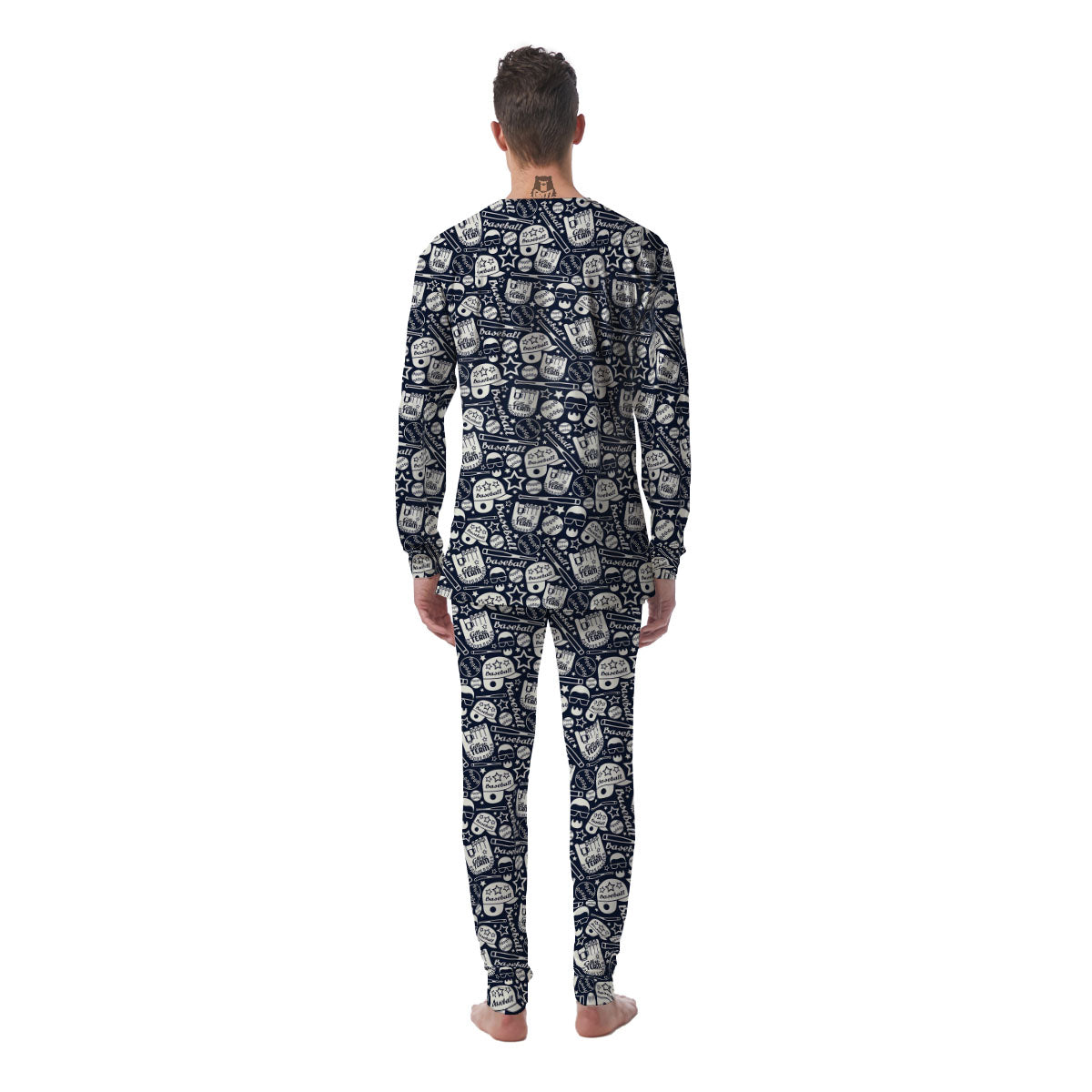 Baseball Black Print Pattern Men's Pajamas-grizzshop