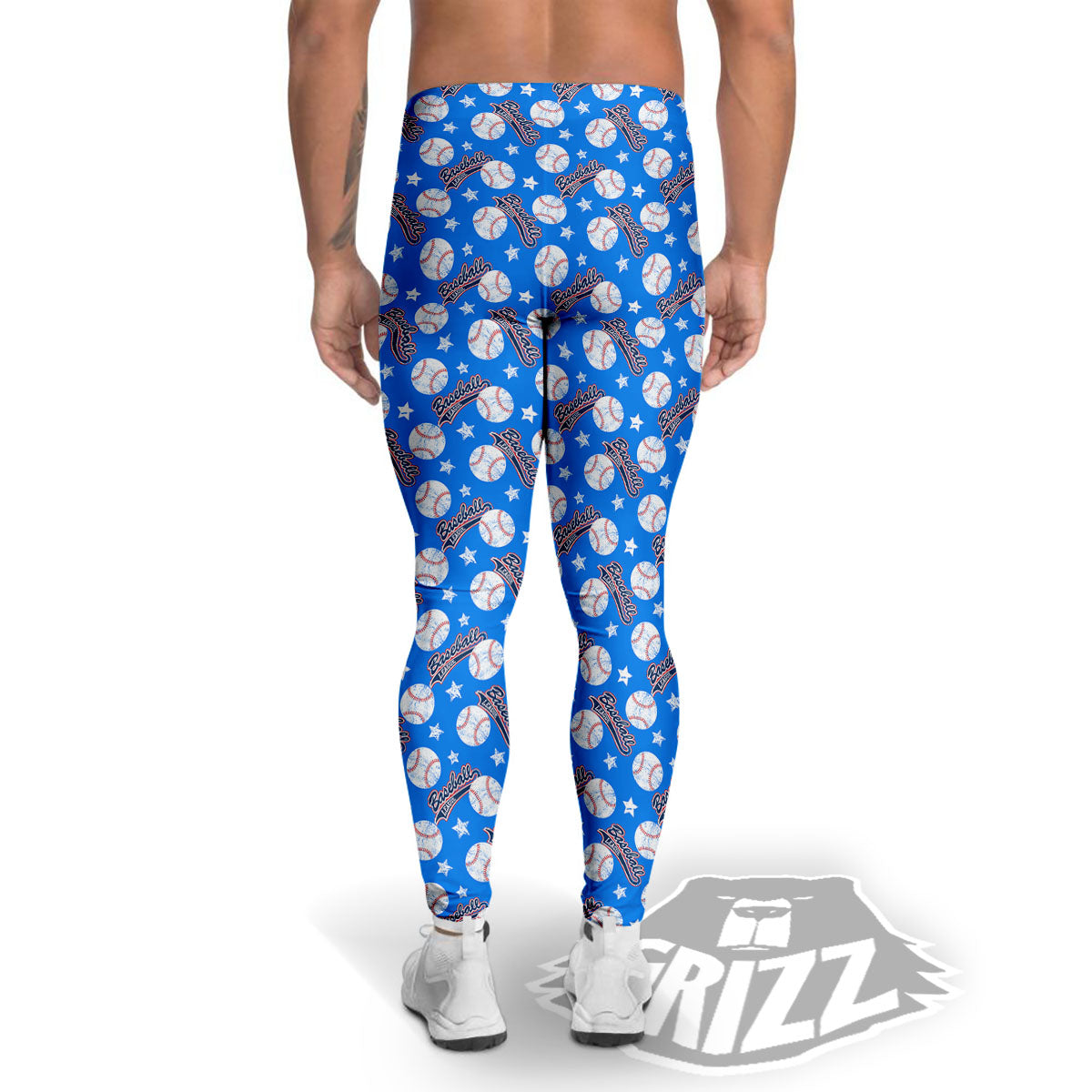 Baseball Blue Print Pattern Men's Leggings-grizzshop