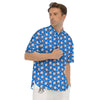 Baseball Blue Print Pattern Men's Short Sleeve Shirts-grizzshop