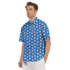 Baseball Blue Print Pattern Men's Short Sleeve Shirts-grizzshop