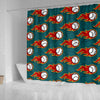 Baseball Fire Pattern Print Bathroom Shower Curtain-grizzshop