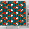 Baseball Fire Pattern Print Bathroom Shower Curtain-grizzshop