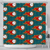 Baseball Fire Pattern Print Bathroom Shower Curtain-grizzshop