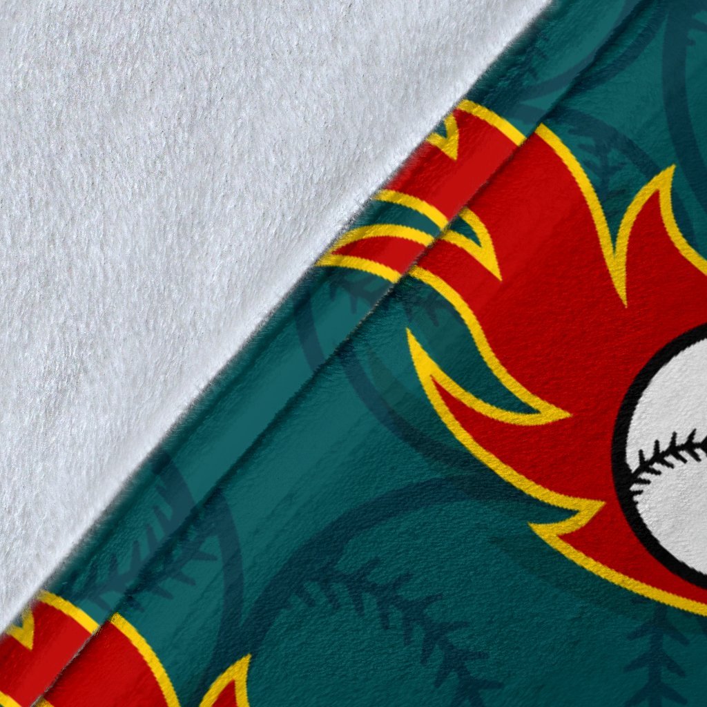 Baseball Fire Pattern Print Blanket-grizzshop