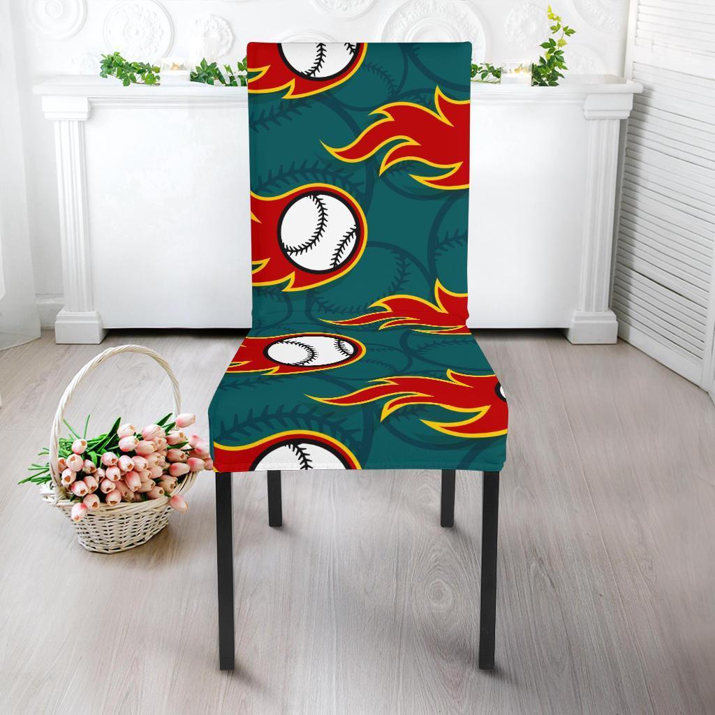 Baseball Fire Pattern Print Chair Cover-grizzshop