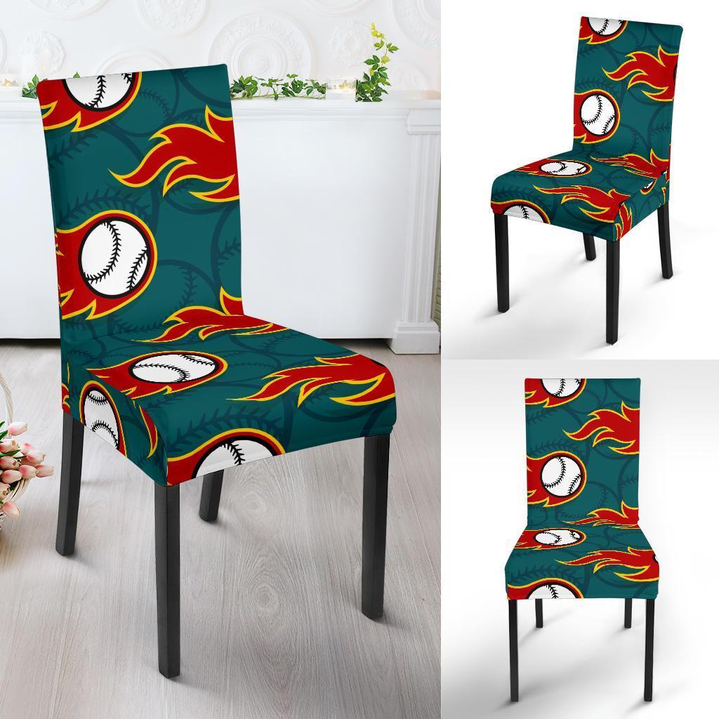 Baseball Fire Pattern Print Chair Cover-grizzshop