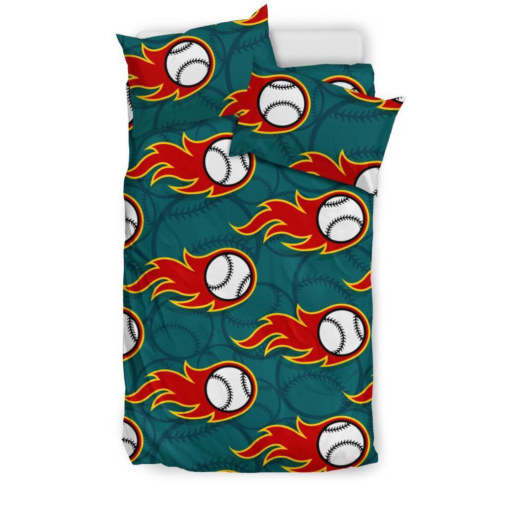 Baseball Fire Pattern Print Duvet Cover Bedding Set-grizzshop