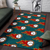 Baseball Fire Pattern Print Floor Mat-grizzshop