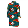 Baseball Fire Pattern Print Men Long Robe-grizzshop