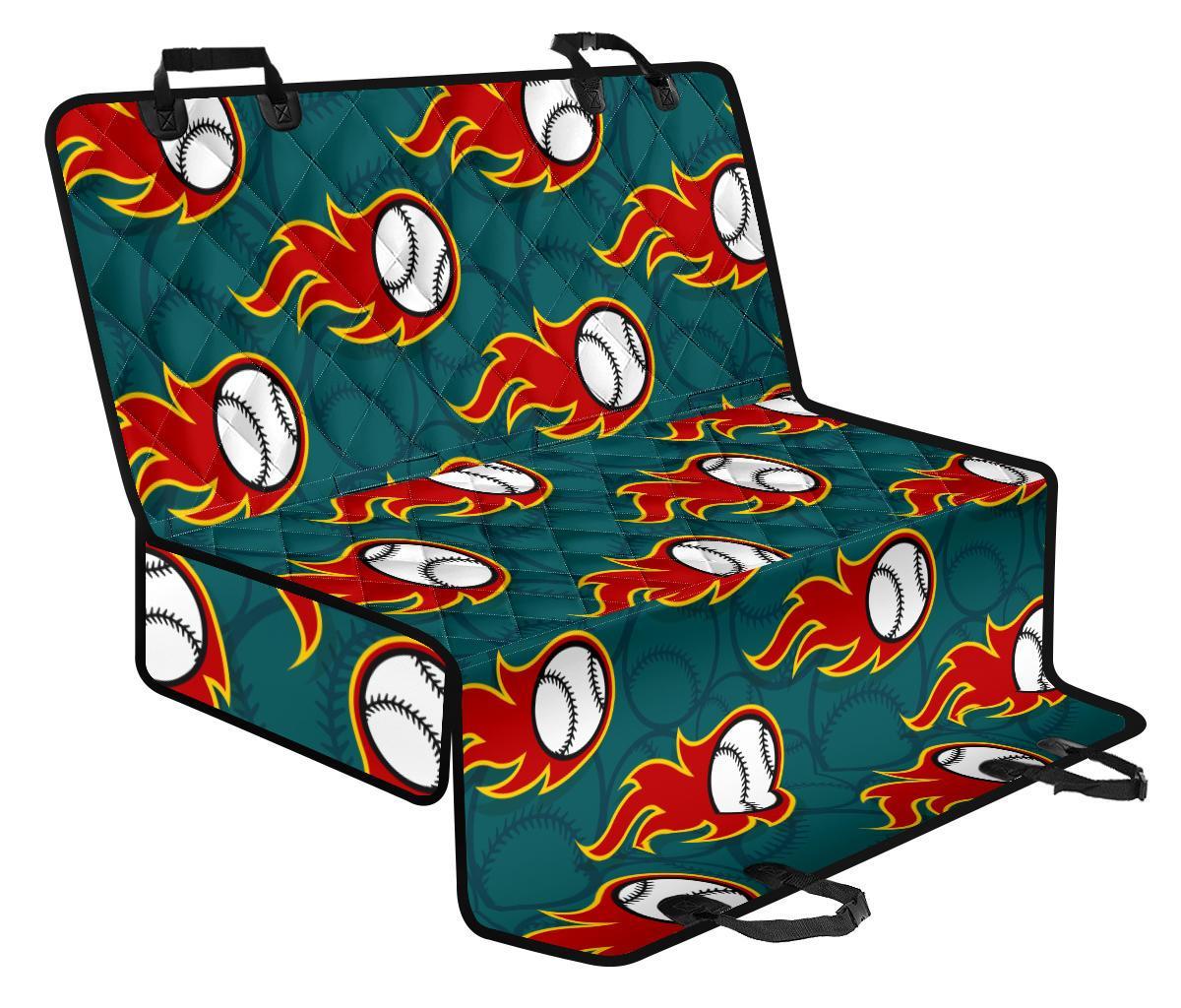 Baseball Fire Pattern Print Pet Car Seat Cover-grizzshop