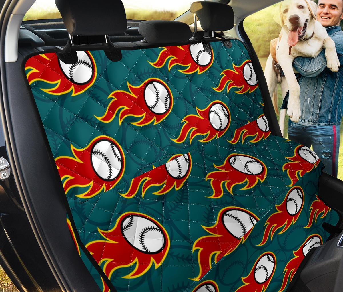 Baseball Fire Pattern Print Pet Car Seat Cover-grizzshop