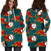 Baseball Fire Pattern Print Women Hoodie Dress-grizzshop