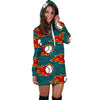 Baseball Fire Pattern Print Women Hoodie Dress-grizzshop