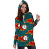 Baseball Fire Pattern Print Women Hoodie Dress-grizzshop