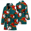 Baseball Fire Pattern Print Women Long Robe-grizzshop