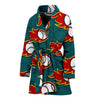 Baseball Fire Pattern Print Women Long Robe-grizzshop