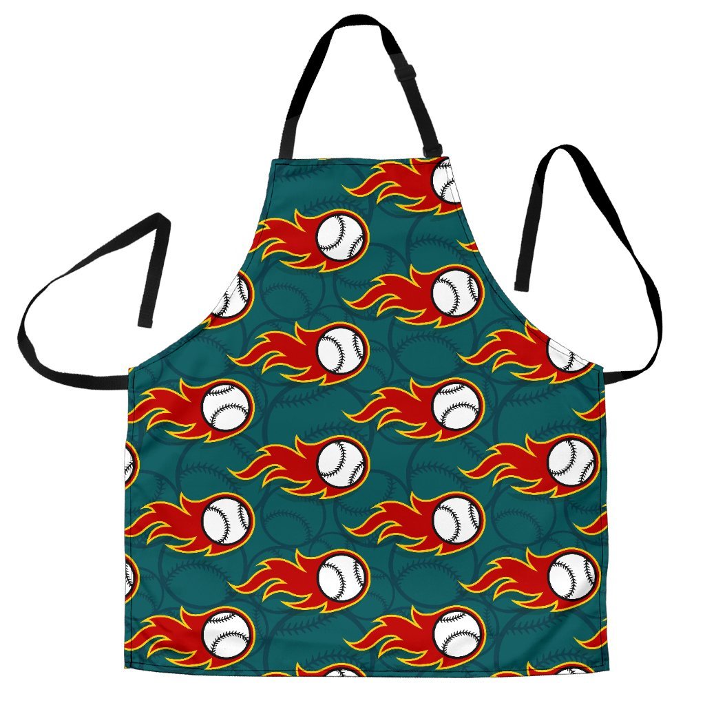 Baseball Fire Pattern Print Women's Apron-grizzshop