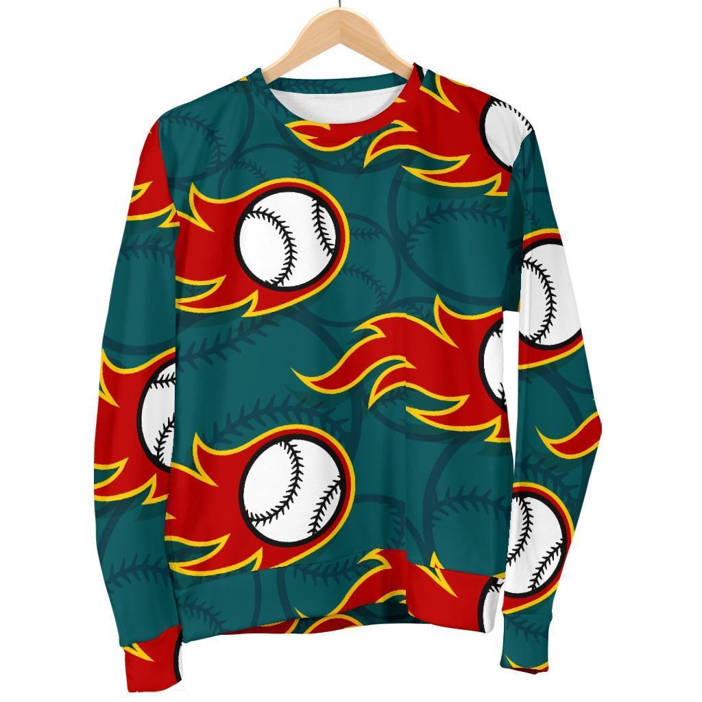 Baseball Fire Pattern Print Women's Sweatshirt-grizzshop