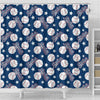 Baseball League Print Pattern Bathroom Shower Curtain-grizzshop