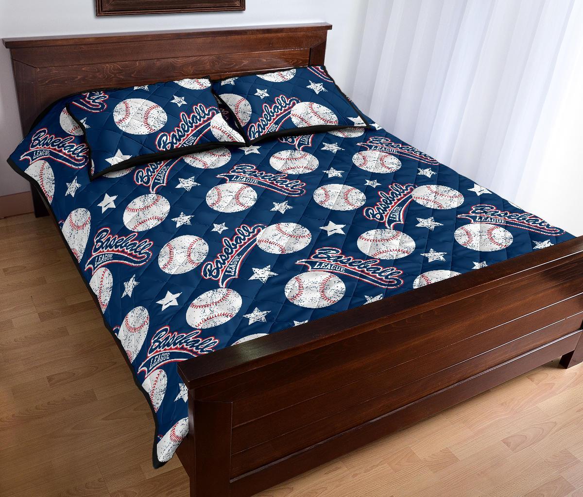 Baseball League Print Pattern Bed Set Quilt-grizzshop