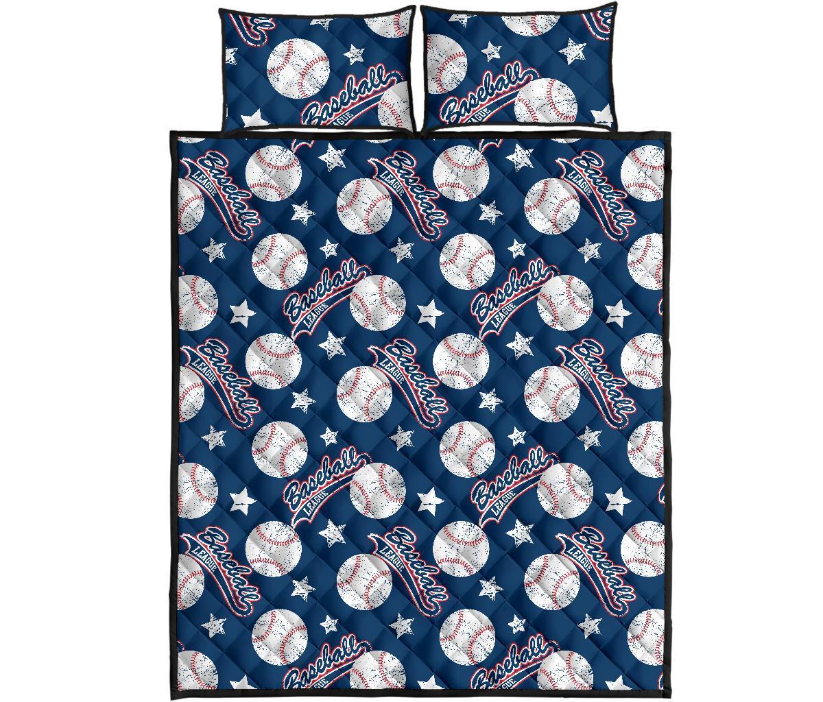 Baseball League Print Pattern Bed Set Quilt-grizzshop