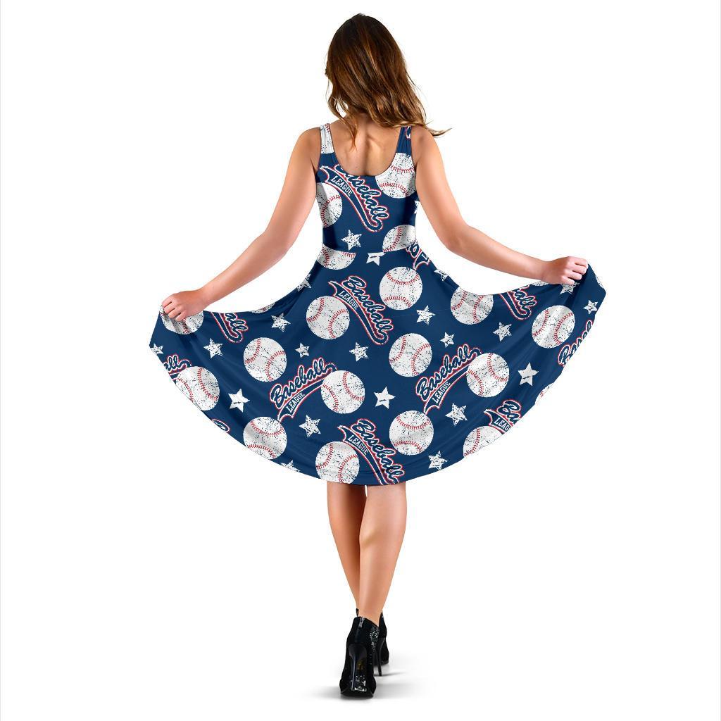 Baseball League Print Pattern Dress-grizzshop