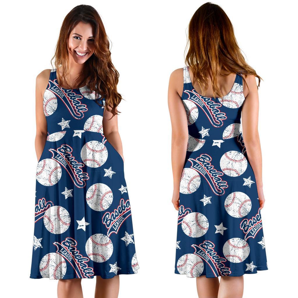 Baseball League Print Pattern Dress-grizzshop