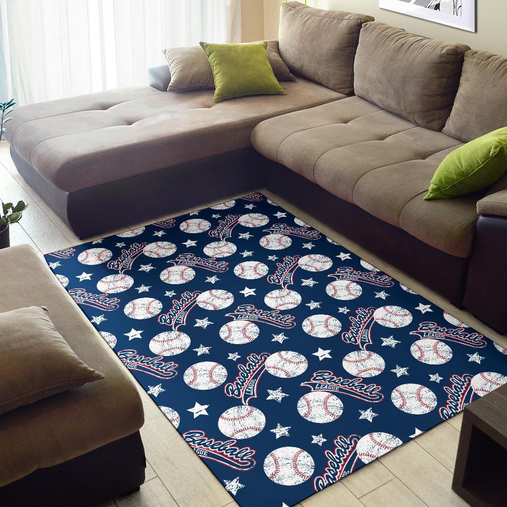 Baseball League Print Pattern Floor Mat-grizzshop