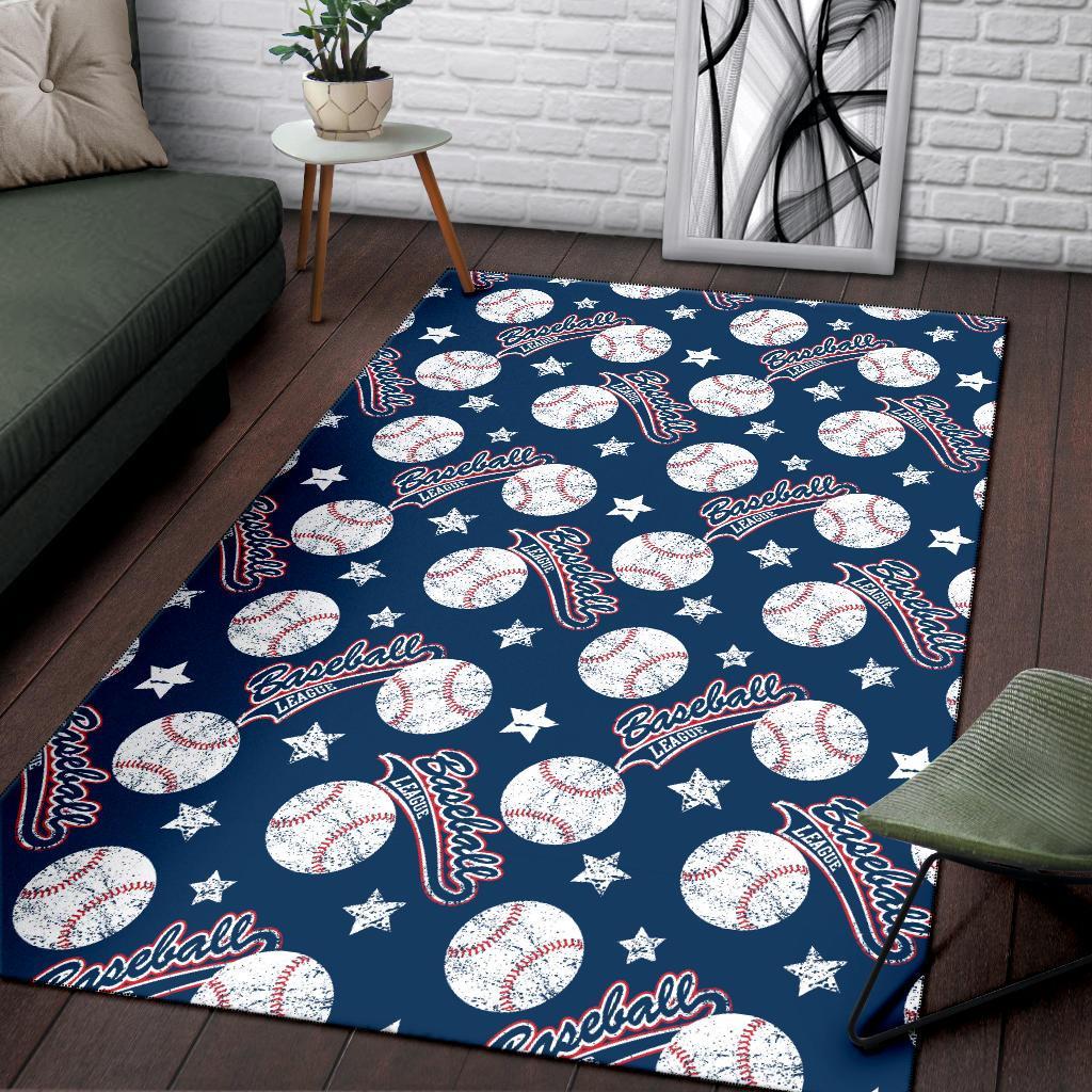 Baseball League Print Pattern Floor Mat-grizzshop