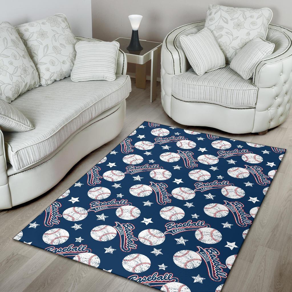 Baseball League Print Pattern Floor Mat-grizzshop