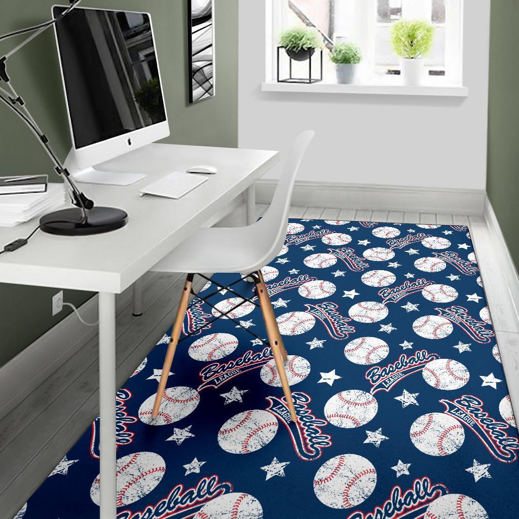 Baseball League Print Pattern Floor Mat-grizzshop