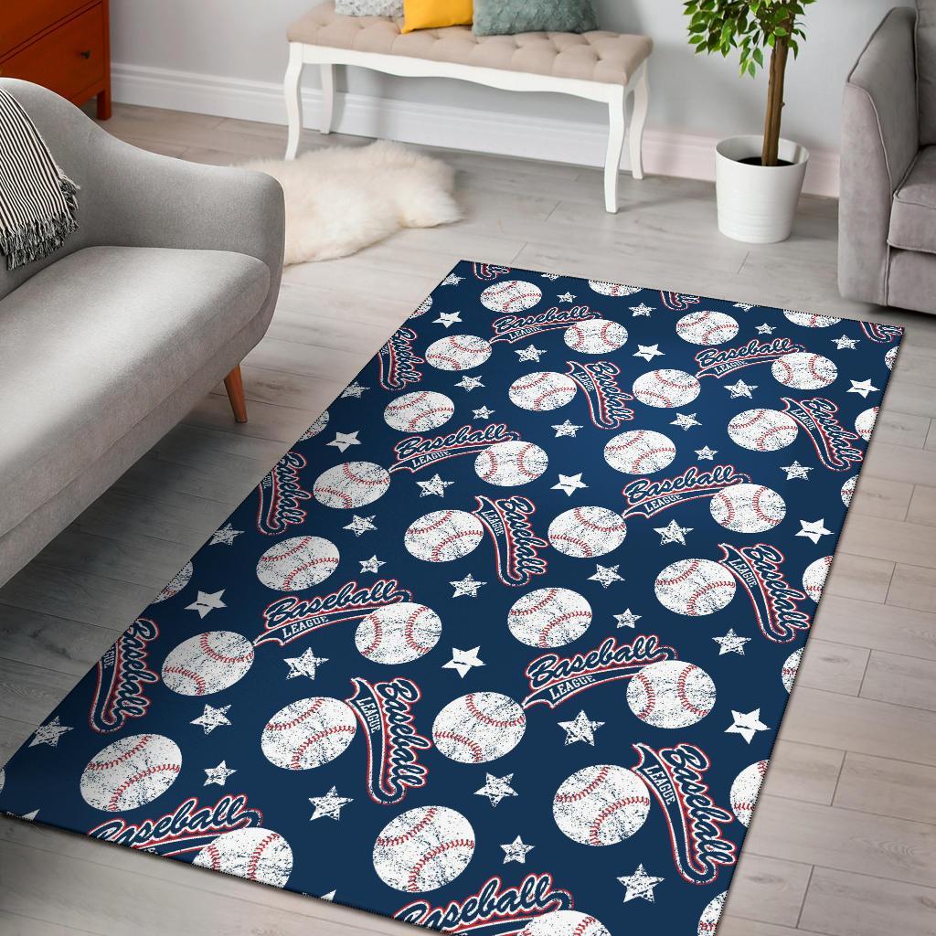 Baseball League Print Pattern Floor Mat-grizzshop