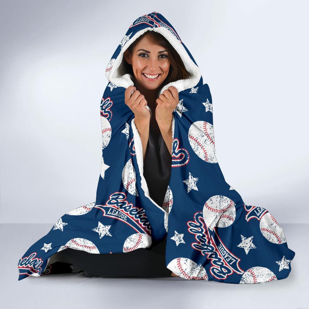 Baseball League Print Pattern Hooded Blanket-grizzshop
