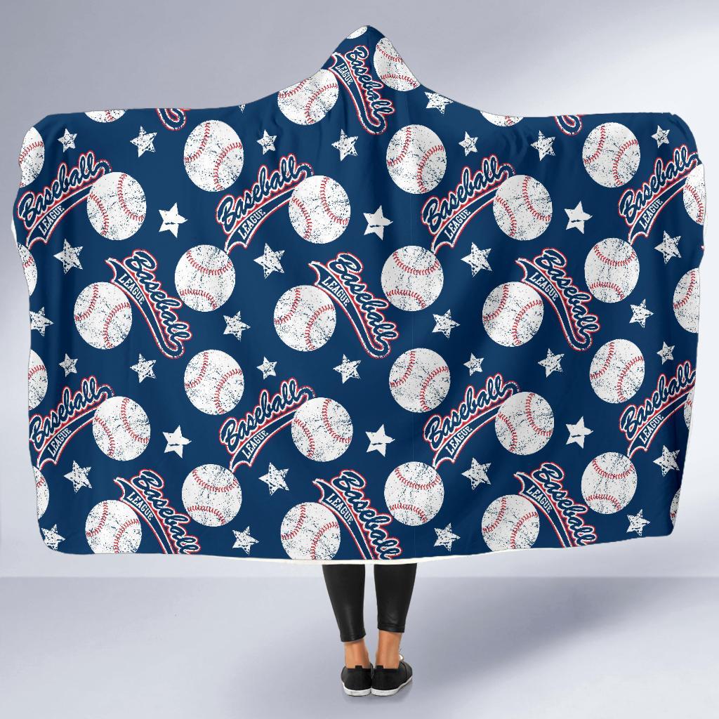 Baseball League Print Pattern Hooded Blanket-grizzshop