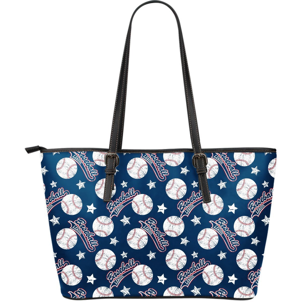 Baseball League Print Pattern Leather Tote Bag-grizzshop