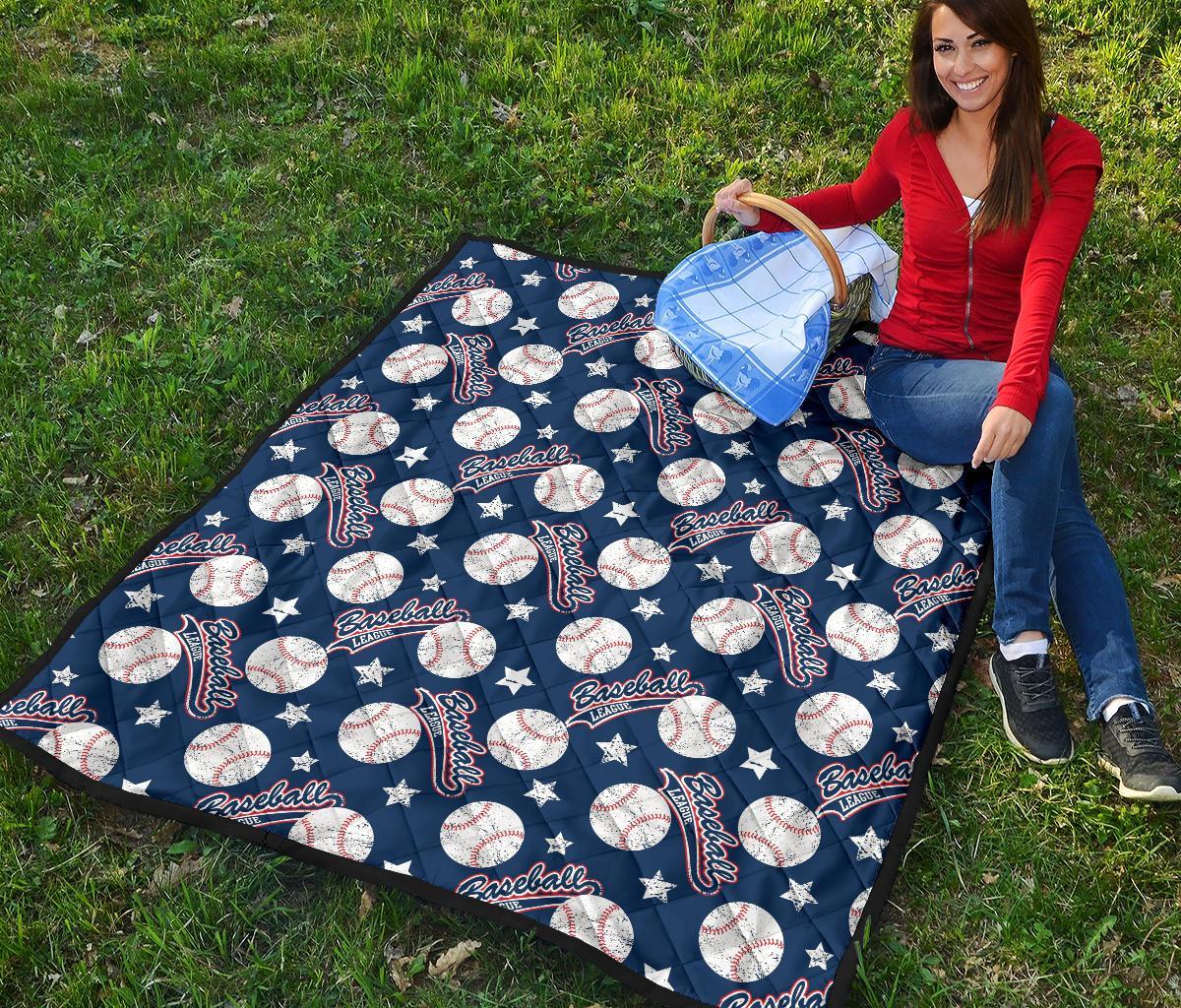 Baseball League Print Pattern Quilt-grizzshop