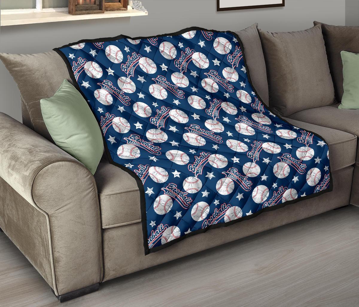 Baseball League Print Pattern Quilt-grizzshop