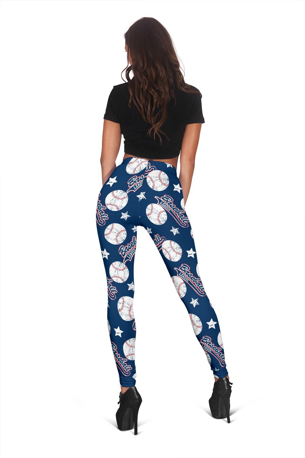 Baseball League Print Pattern Women Leggings-grizzshop