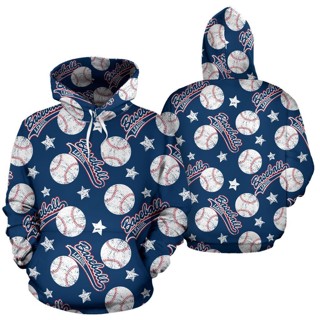 Baseball League Print Pattern Women Men Pullover Hoodie-grizzshop