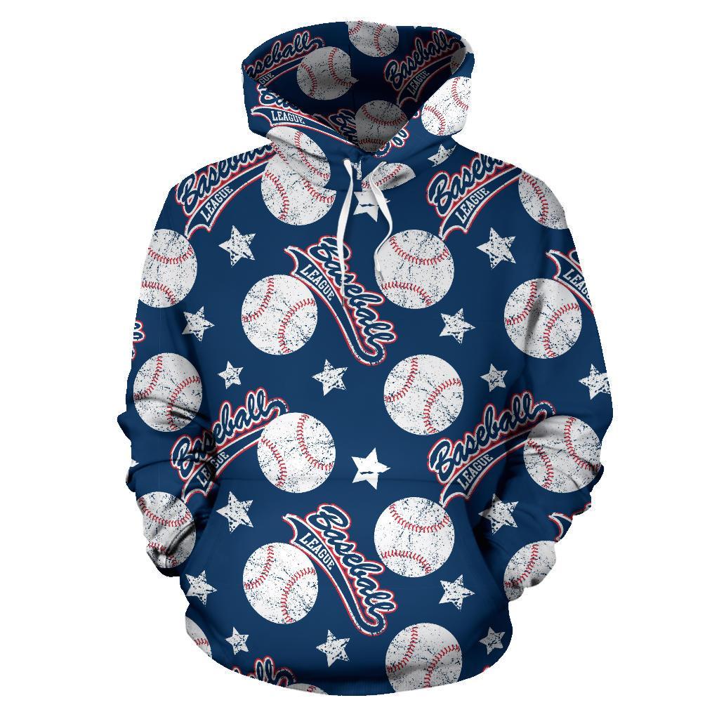 Baseball League Print Pattern Women Men Pullover Hoodie-grizzshop