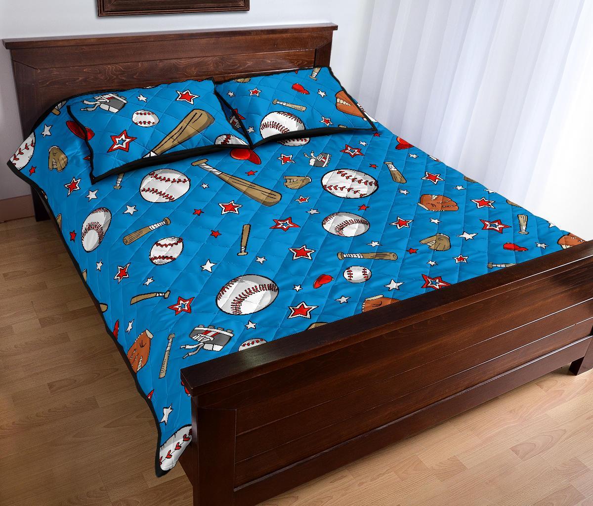 Baseball Pattern Print Bed Set Quilt-grizzshop