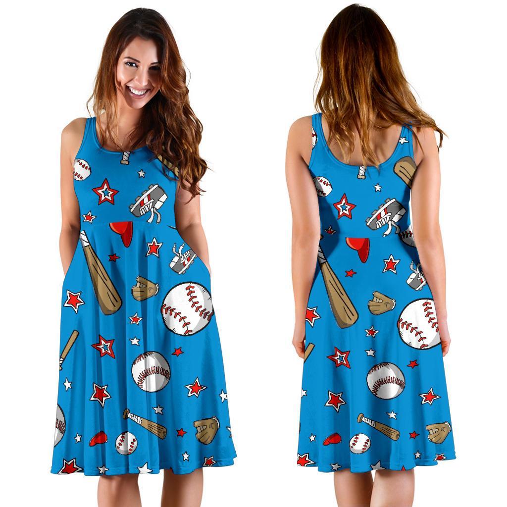 Baseball Pattern Print Dress-grizzshop