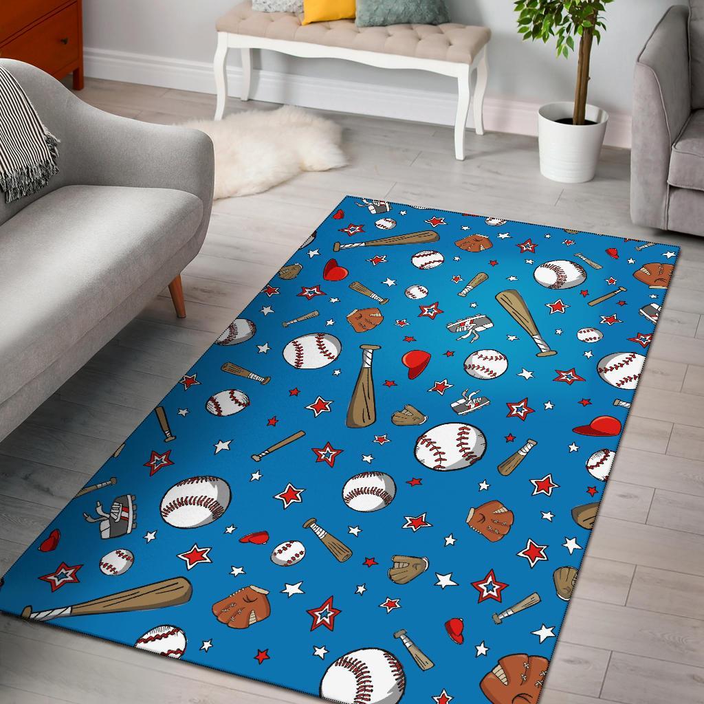 Baseball Pattern Print Floor Mat-grizzshop