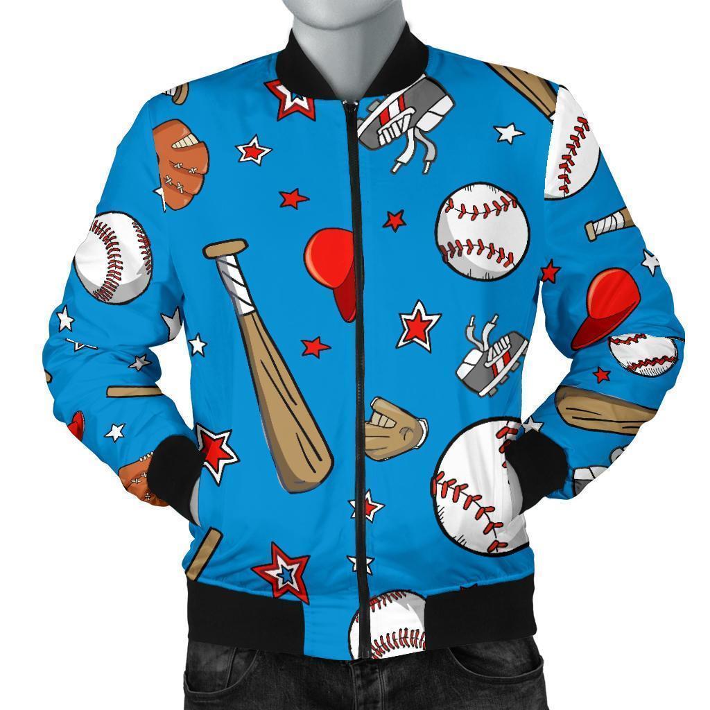 Baseball Pattern Print Men's Bomber Jacket-grizzshop